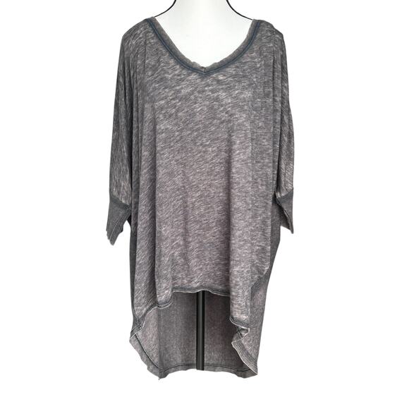 We The Free Oversized Dolman Tunic Top Gray Lightweight Slouchy Hi Low Hem Large - Picture 1 of 9